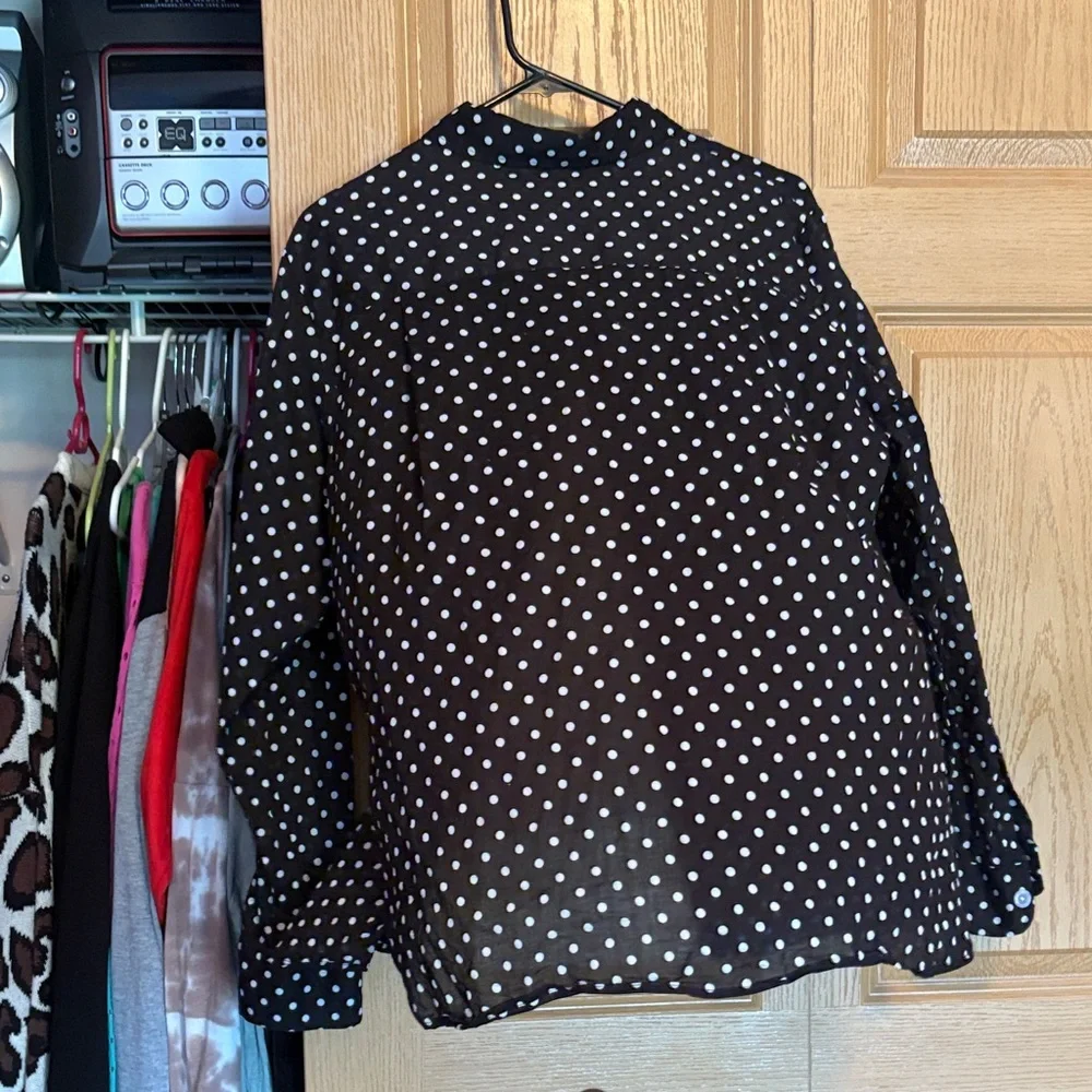 Black and White Polka Dot Blouse - Picture 4 of 4